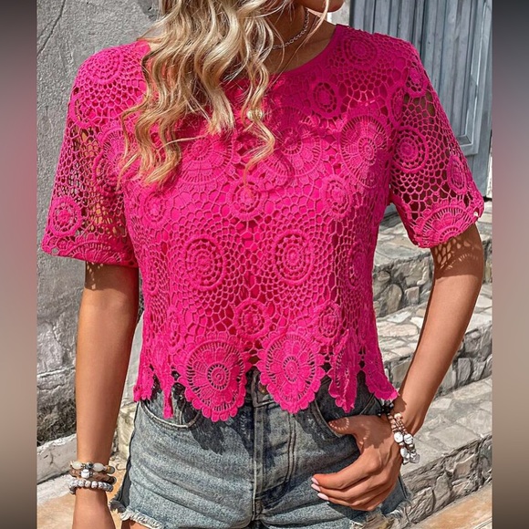 Boho scallop trim lace blouse - Picture 3 of 16